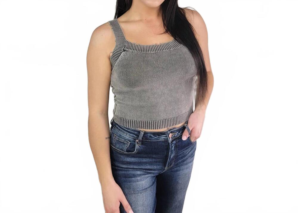 NEW TIMING tiffany knit tank top in charcoal